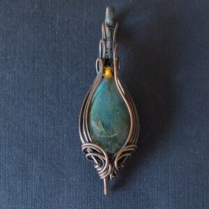 Blue Flash Labradorite Wire Wrapped Pendant
